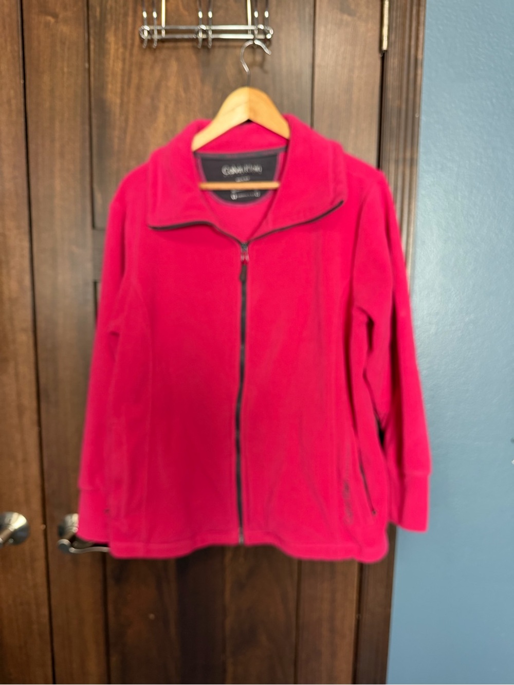 Calvin Klein Raspberry Full-Zip Teddy Fleece Jacket - Picture 2 of 6